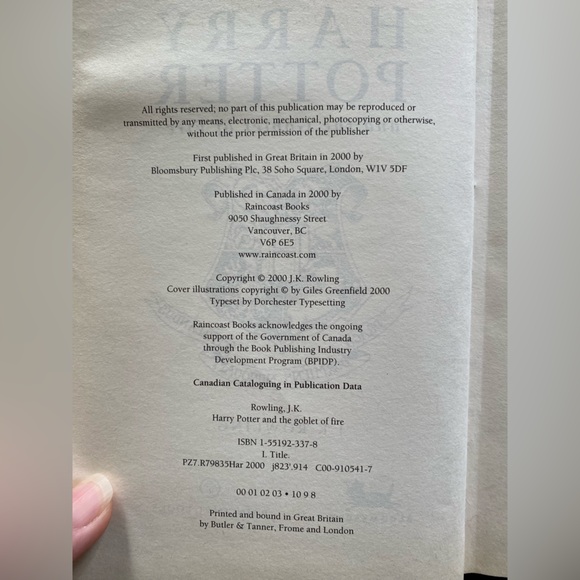 Harry Potter and the Goblet of Fire Book 2000 First Edition with Errors Canadian - Picture 3 of 11